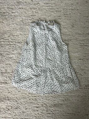 LOFT White Sleeveless Floral Ruffle Top